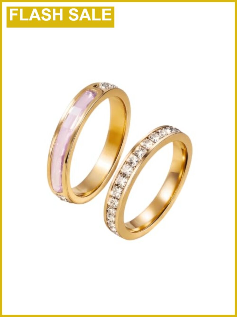 14K Gold Plated Stainless Steel UV Reactive Eternity Ring Cubic Zirconia